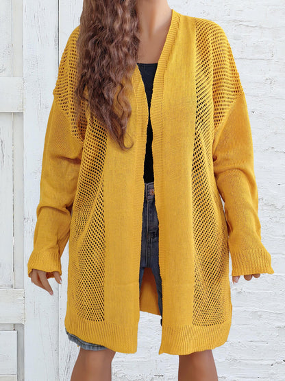 Women's Hollowed-out Medium and Long Casual Outer Cardigan Jacket