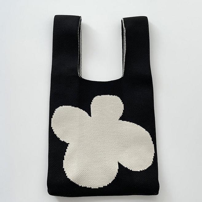 Flower Woman's Knitted Tote Bag Knit Waist Bag
