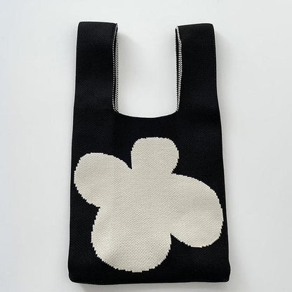 Flower Woman's Knitted Tote Bag Knit Waist Bag