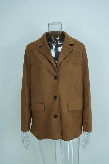 Women's Oversized Vintage Blazer Button Front Jacket