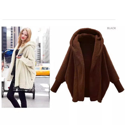 Women's Oversized Fuzzy Hooded Cardigan Plus Size