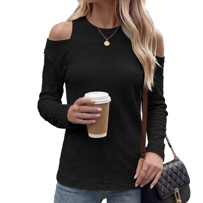 Women's Cold Shoulder Long Sleeve Tunic Top Loose Casual