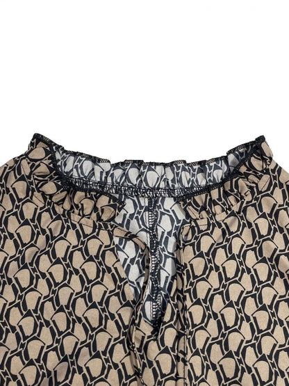Tie Neck Long Sleeve Tiered A-Line Mini Dress