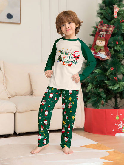 Santa Claus Snowflake Alphabet Parent-Child Printed Christmas Pajamas