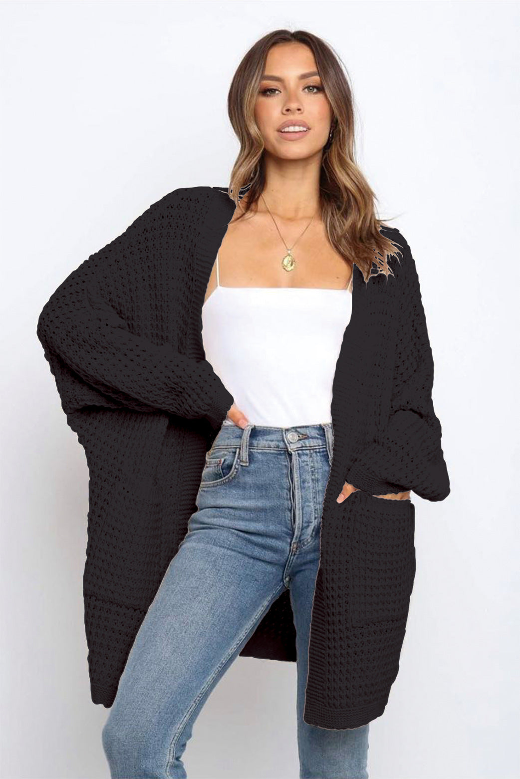 Women's Oversized Chunky Knit Long Cardigan with Pockets