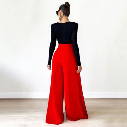 Women's High Waist Wide Leg Pants Flowy Loose Casual