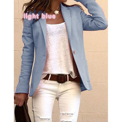 Women's Slim Fit Solid Blazer Long Sleeve Office Jacket