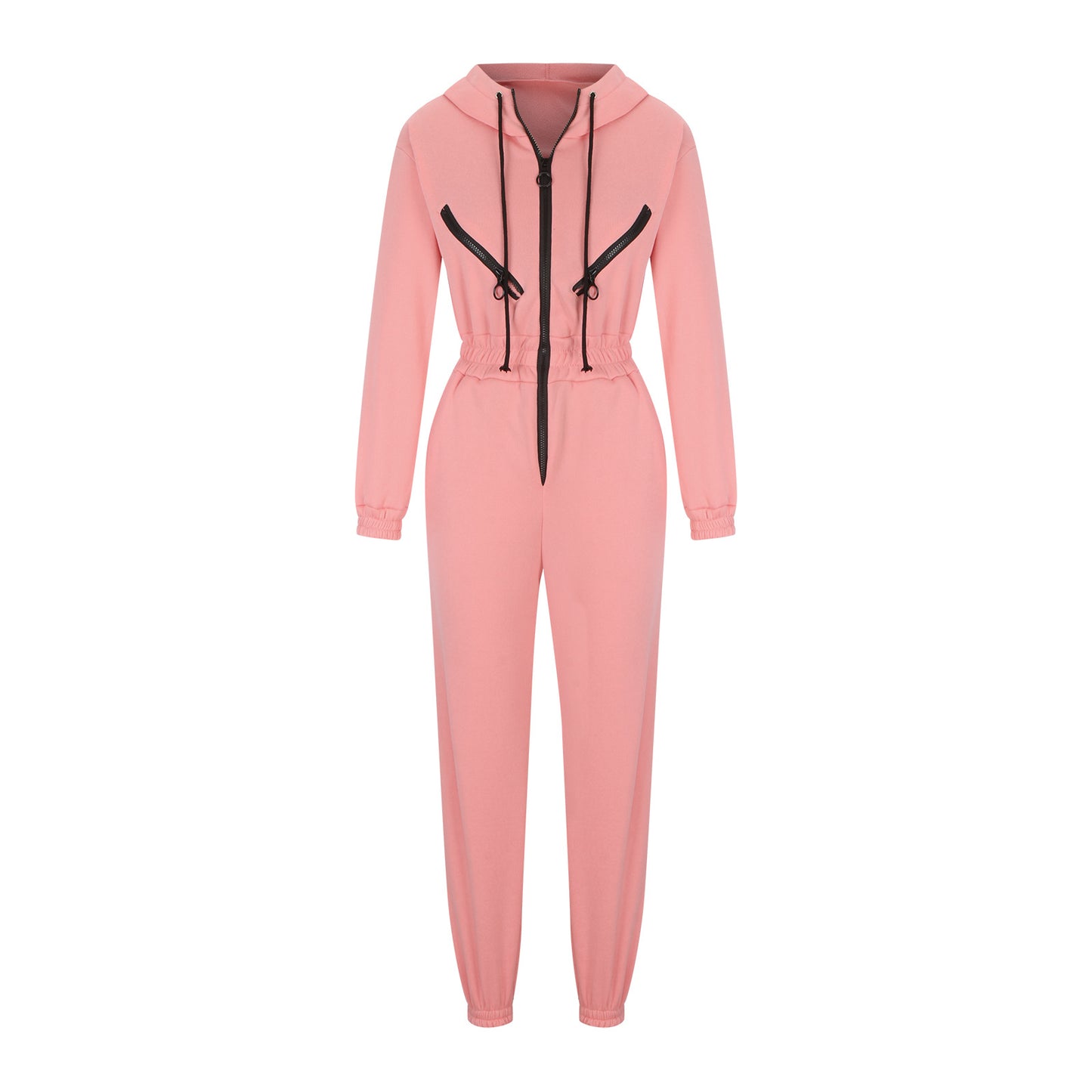 Women's Oversized Zip-Up Hooded Fleece Jumpsuit