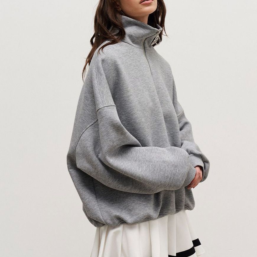 Oversized Quarter Zip Sweatshirt Women Casual Loose Fit