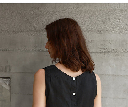 High-End Linen Vest Top Womens Reversible Sleeveless Casual