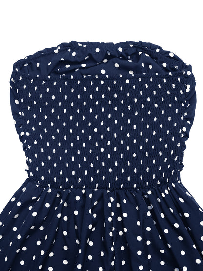 Strapless Polka Dot Maxi Dress Elegant Summer Dress
