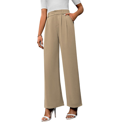 Women's High-Waist Wide-Leg Suit Pants - Elegant Office Trousers