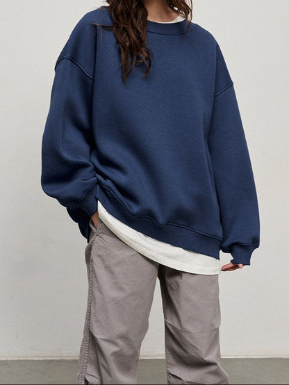 Women's Oversized Fleece Crewneck Sweatshirt Streetwear