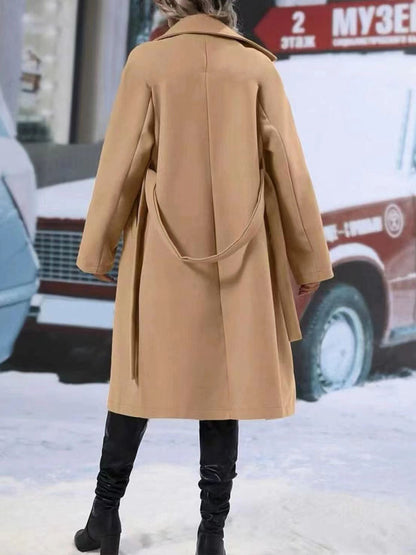 Women's Oversized Long Belted Double Breasted Winter Coat