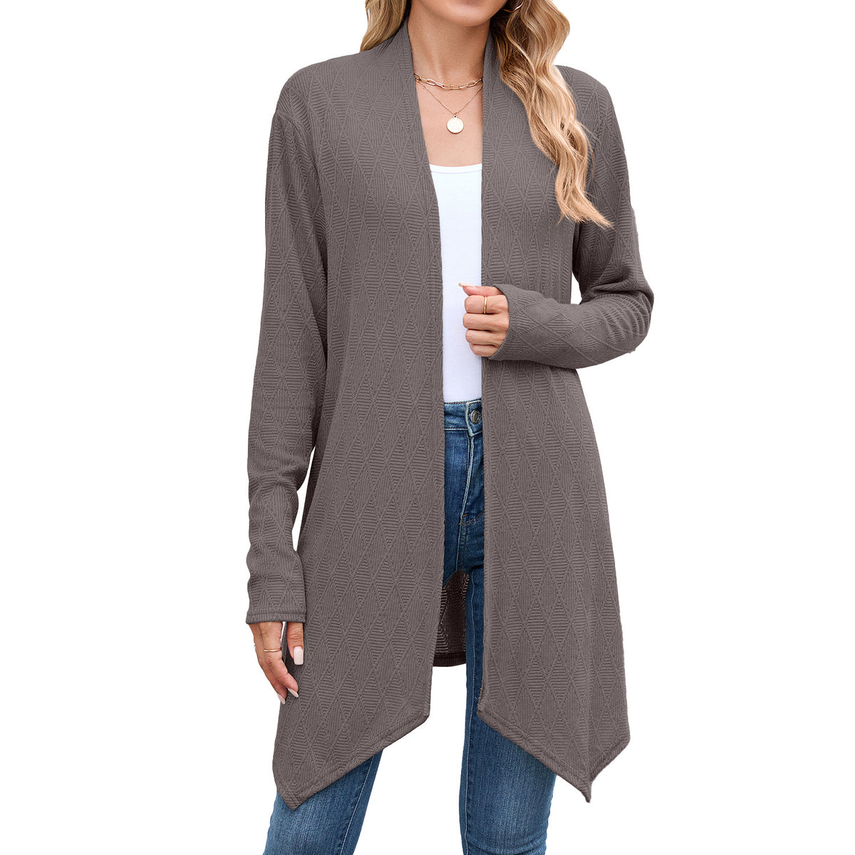 Women's Oversized Long Open Front Knit Cardigan Sweater