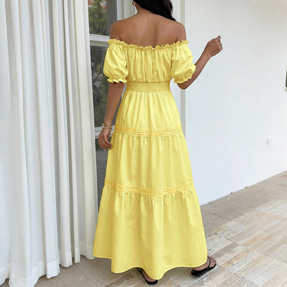 Chic Off-Shoulder Puff Sleeve Princess Dress A-Line Summer