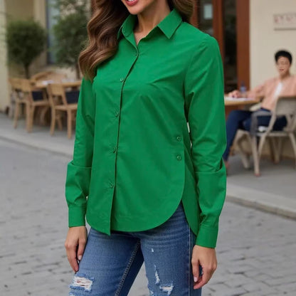 Women's Long Sleeve Button Down Collared Work Shirt