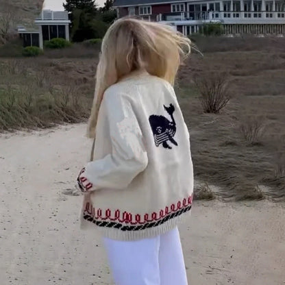 Women's Nautical Lobster Cardigan Button Up Sweater