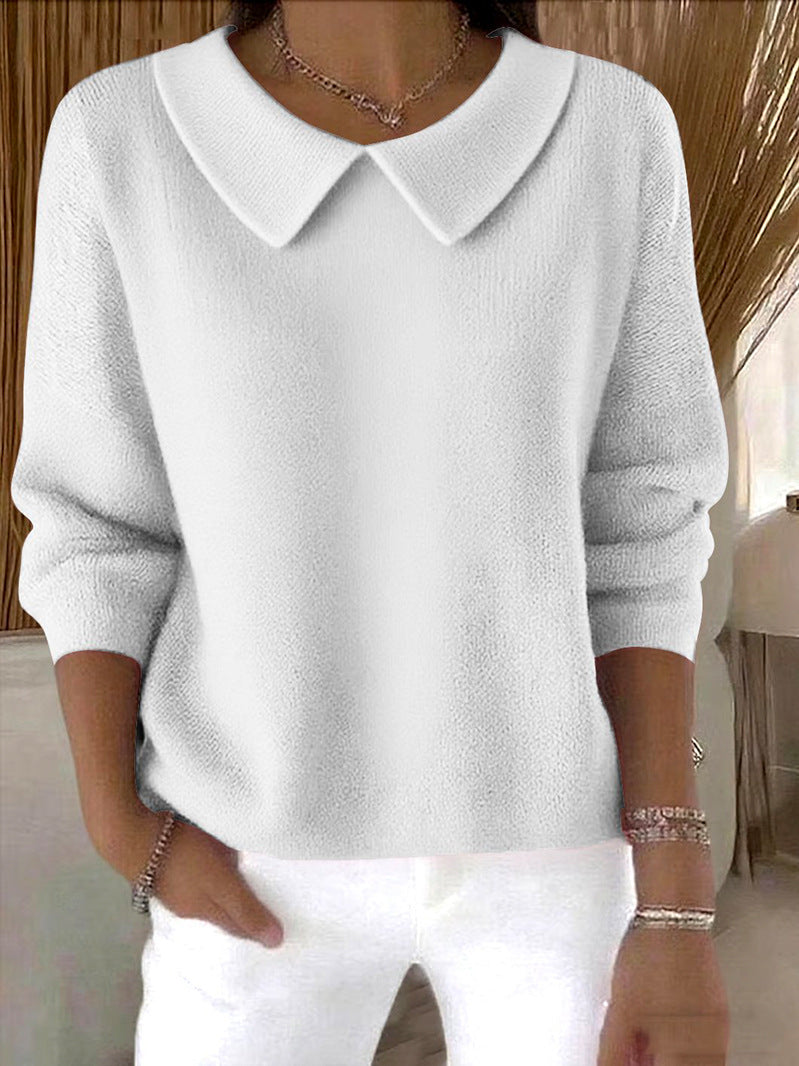 Women's Peter Pan Collar Long Sleeve Loose Casual Pullover