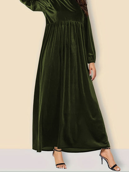 Velvet Maxi Dress Long Sleeve Flowy Casual Elegant