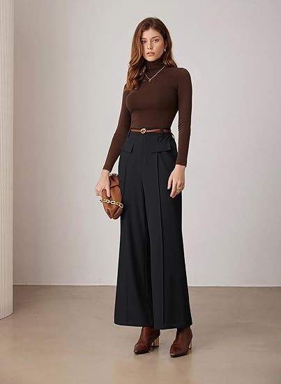 Women's High-Waist Wide-Leg Suit Pants – Elegant Business Trousers