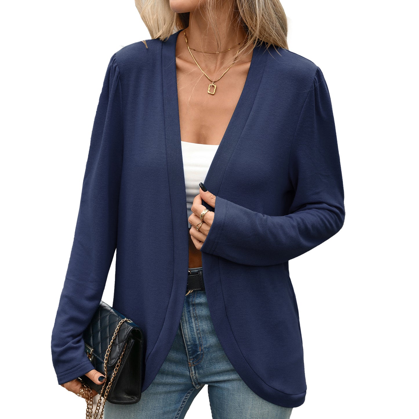Women's Open Front Long Sleeve Knit Cardigan