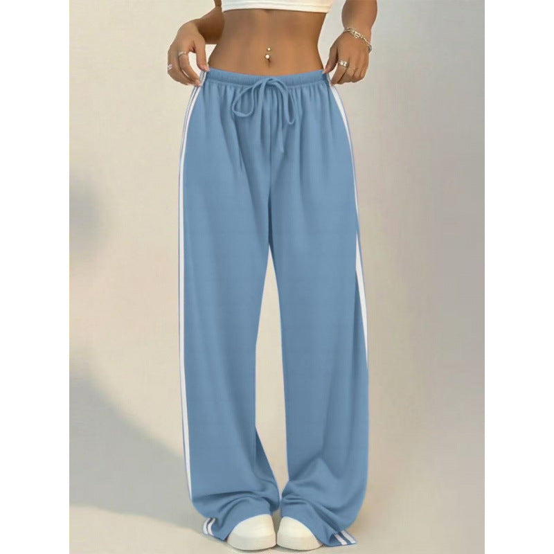 Women High Waist Side Stripe Baggy Wide Leg Sweatpants
