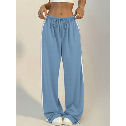 Women High Waist Side Stripe Baggy Wide Leg Sweatpants