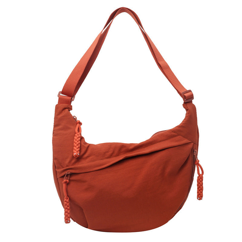 Black Crossbody Moon Sling Bag Casual Nylon Shoulder Purse