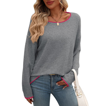 Colorblock Crew Neck Long Sleeve Casual Knit Sweater