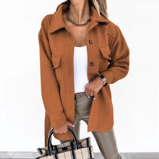 Women's Belted Wool Blend Shacket Jacket