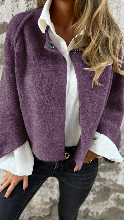 Women's Oversized Cropped Faux Cashmere Cardigan