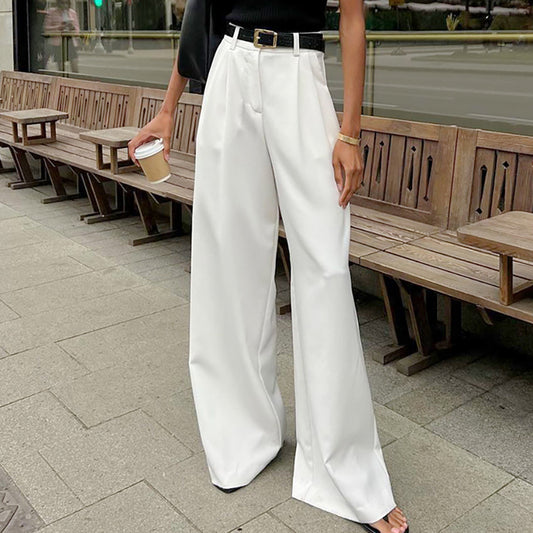 Women's High Waist White Wide Leg Pants Casual Chic