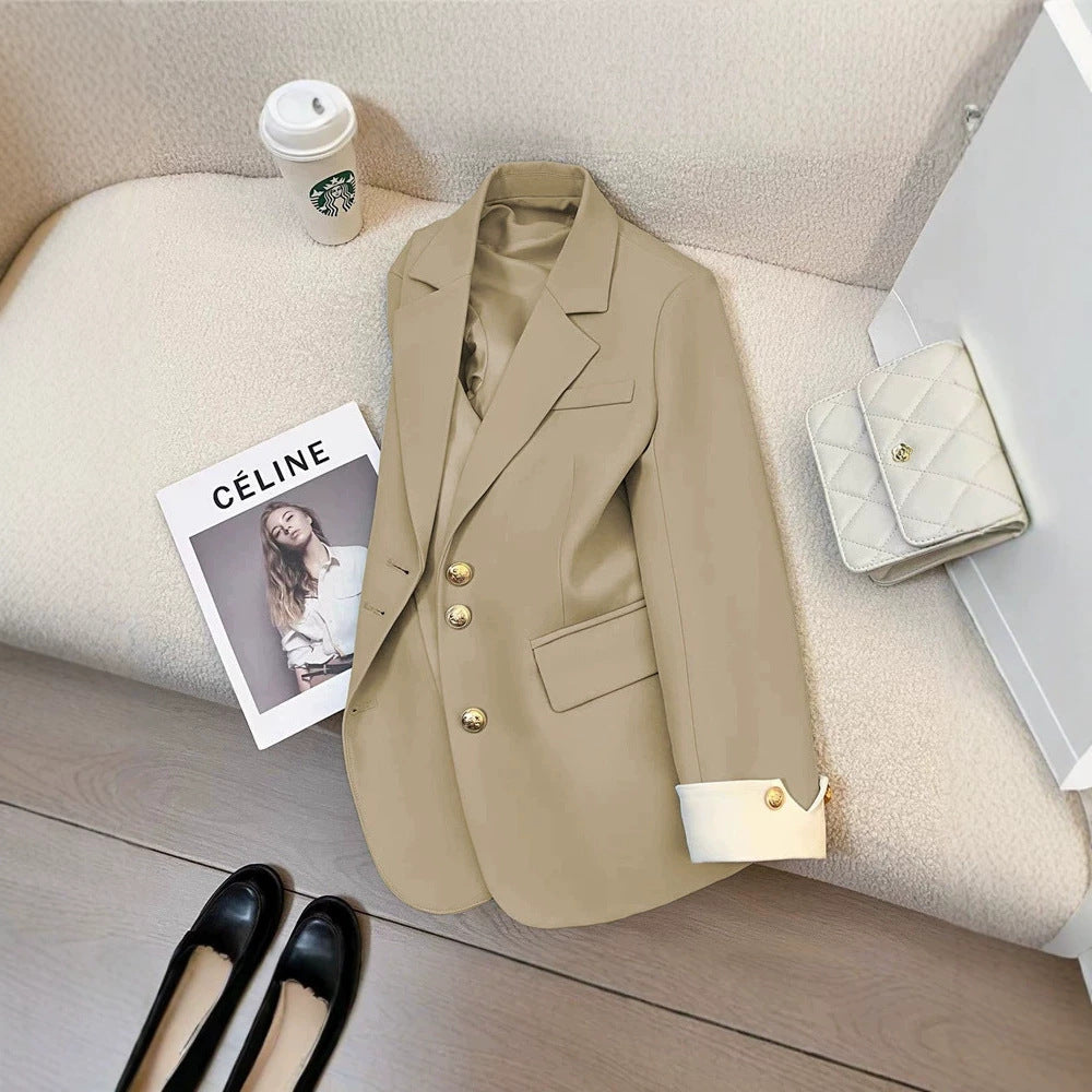 Women's Blazer with Contrast Cuffs Single Breasted