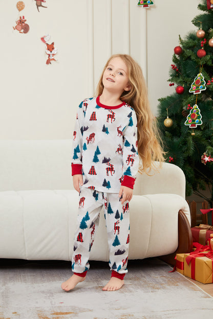 Christmas Tree Deer Full of Flowers Parent-child Dress Printed Christmas Pajamas