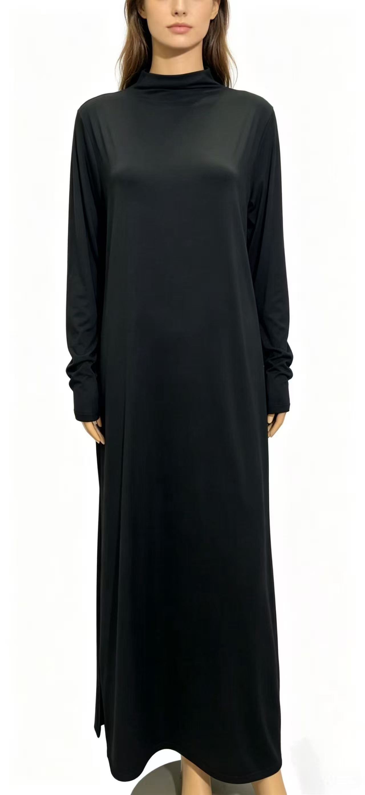 Women's Mock Neck Long Sleeve Knit Maxi Dress