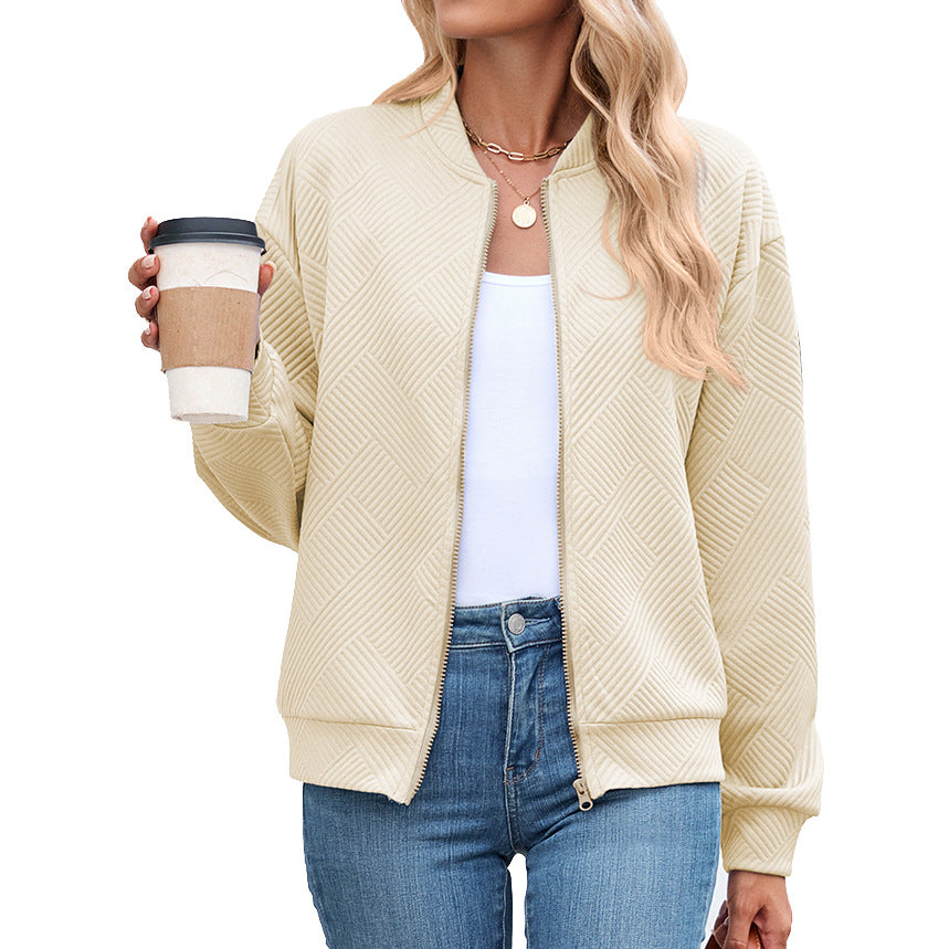 Women's Casual Zip Up Sweatshirt Jacket Long Sleeve Quilted
