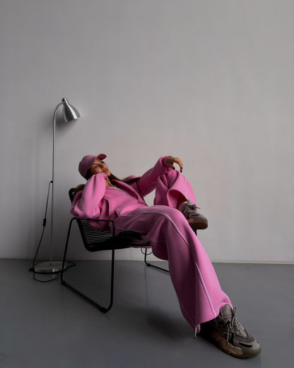 Women's Oversized Zip Hoodie Wide Leg Sweatpants Set