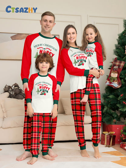 Christmas Gift Plaid Letter Parent-child Package Printed Christmas Pajamas