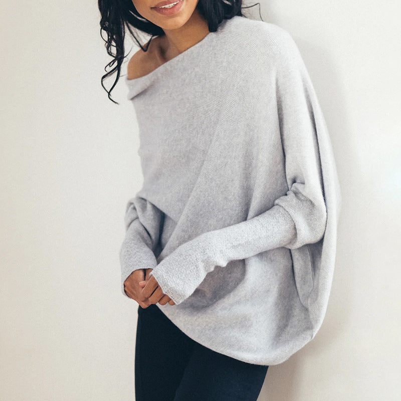 Oversized Off Shoulder Draped Knit Sweater