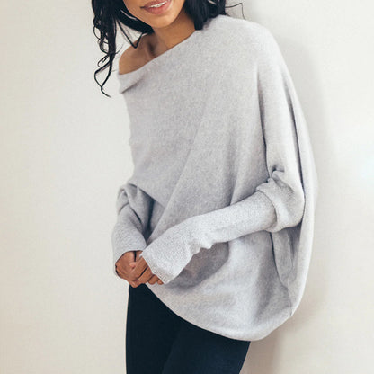 Oversized Off Shoulder Draped Knit Sweater