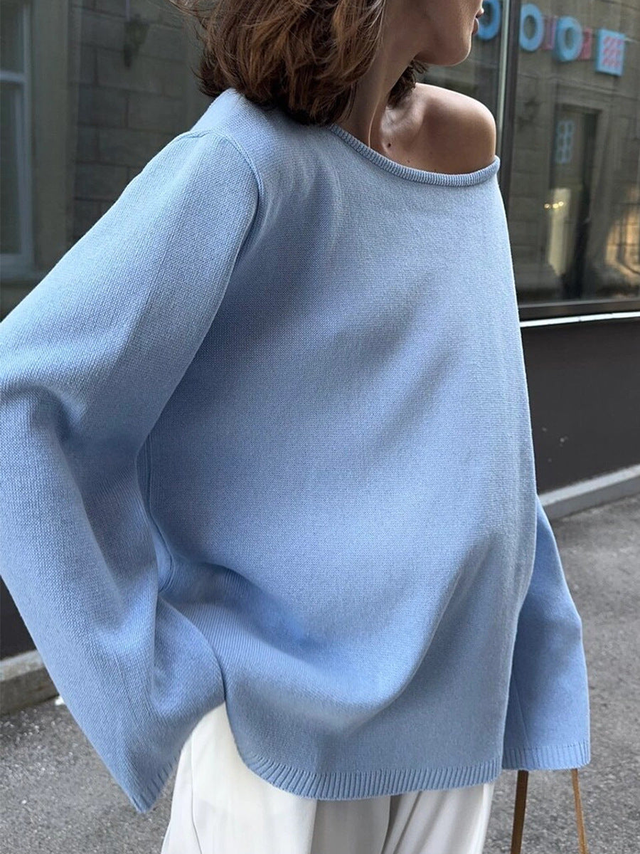 Women's Open Back Cotton Sweater Oversized Pullover