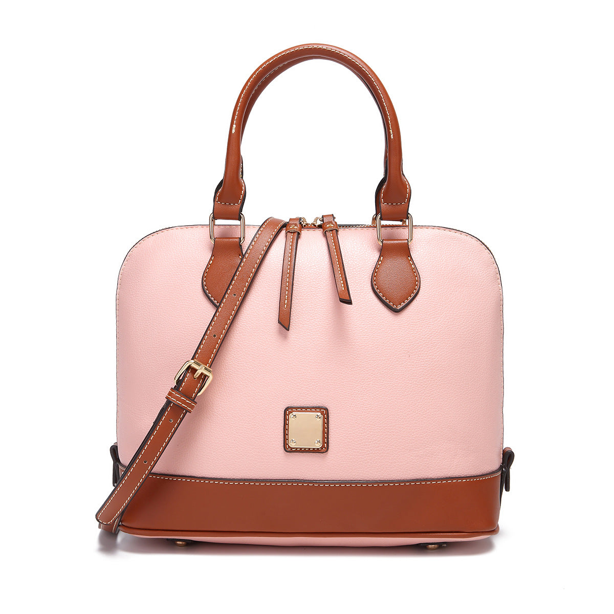 Vintage Pebbled PU Leather Dome Satchel Handbag