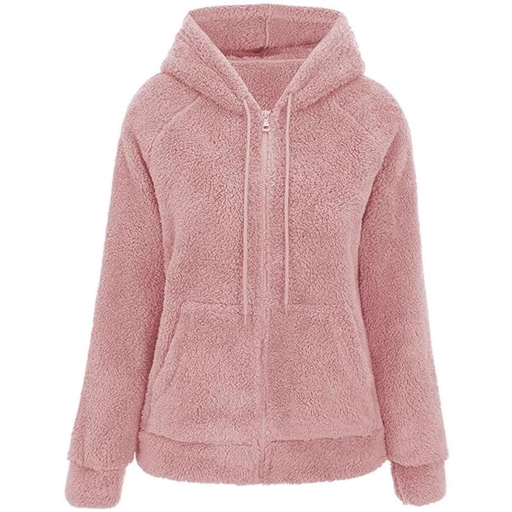 Women's Oversized Sherpa Zip Up Hoodie Jacket