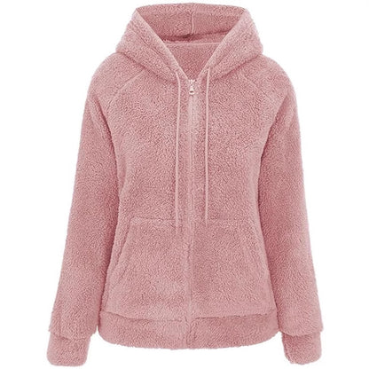 Women's Oversized Sherpa Zip Up Hoodie Jacket