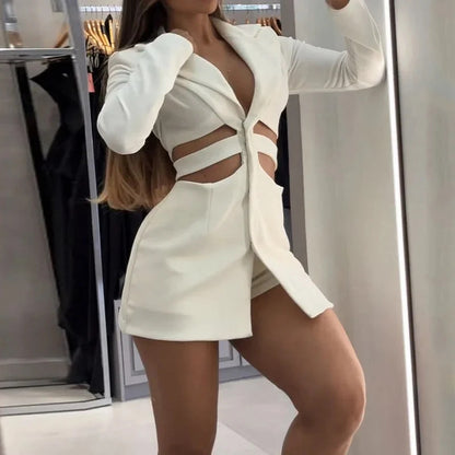 Sexy Cutout Blazer Dress Long Sleeve Mini