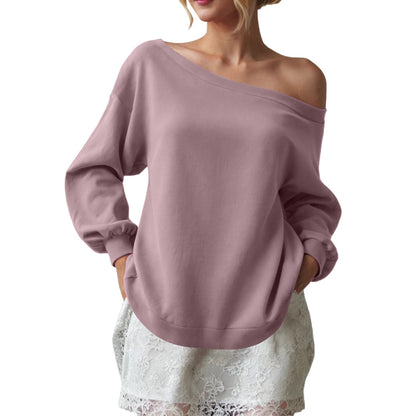 Women's Off Shoulder Sweatshirt Oversized Long Sleeve Top