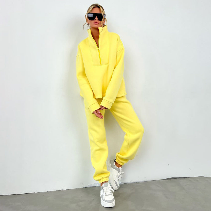 Women's Oversized Quarter Zip Tracksuit Set