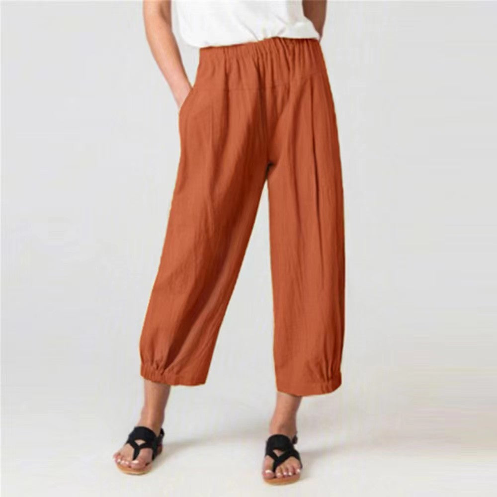 Plus Size Basic Women's Casual Pants, Wide Baggy Pants