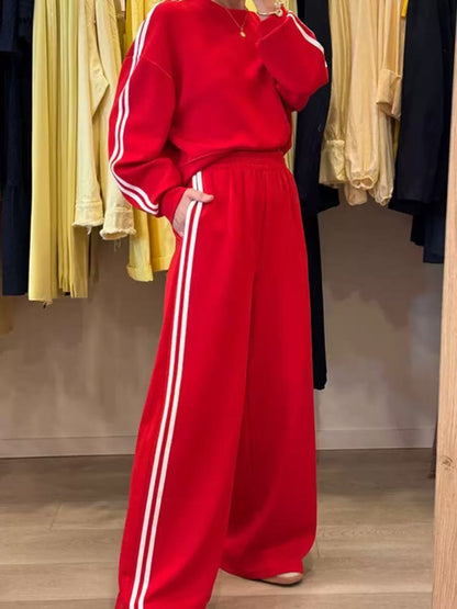 Womens Two Piece Side Stripe Sweatshirt Pants Set